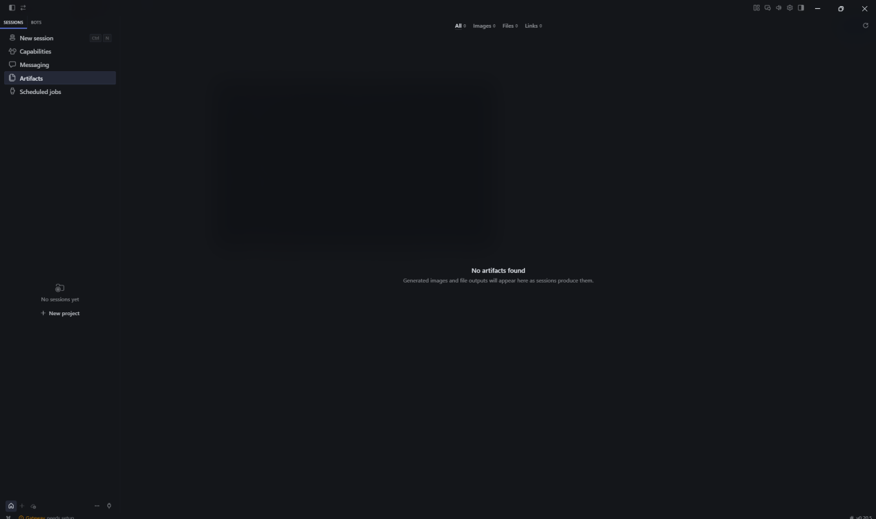 Hermes Agent Artifacts output archive page with generated files